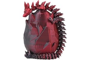 EXQDYNM 3D Printed Dragon Egg Toy 12" Crystal Articulated Dragon with Eyes Decor Collectible
