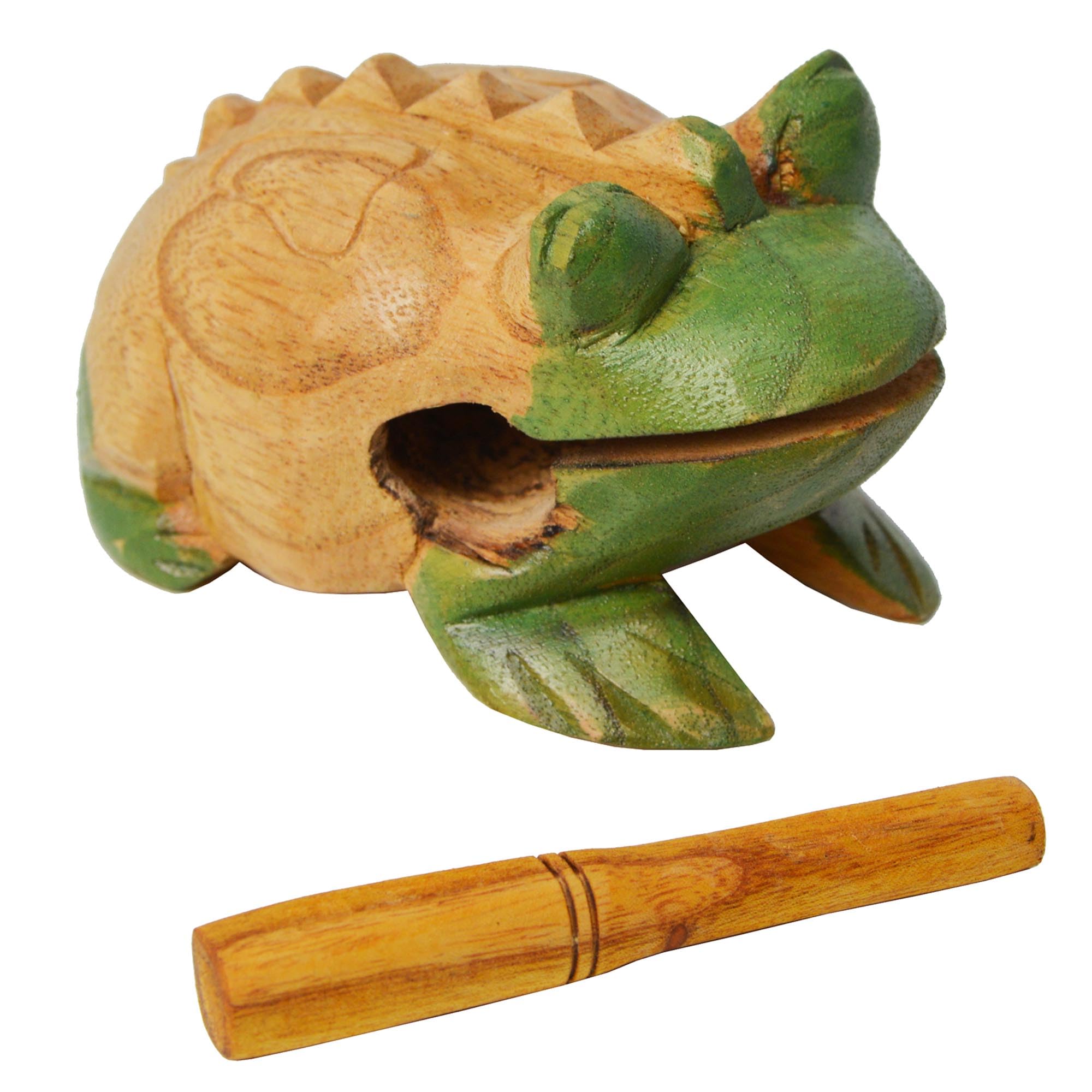 A-Star Handmade Wooden Frog Guiro Scraper Tone Block, 12cm with Beater