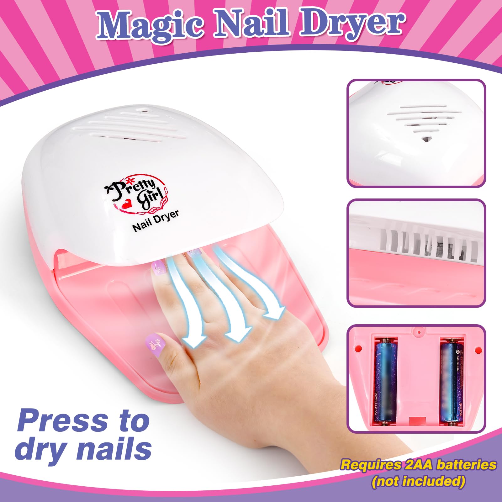 Kids Foot Spa & Nail Kit Set, Kids Spa Day Kit for Girls, Massage Foot Soak Tub and Nail Dryer, Manicure Pedicure Art Salon Girl Gift for 5-12, Christmas Birthday Gifts