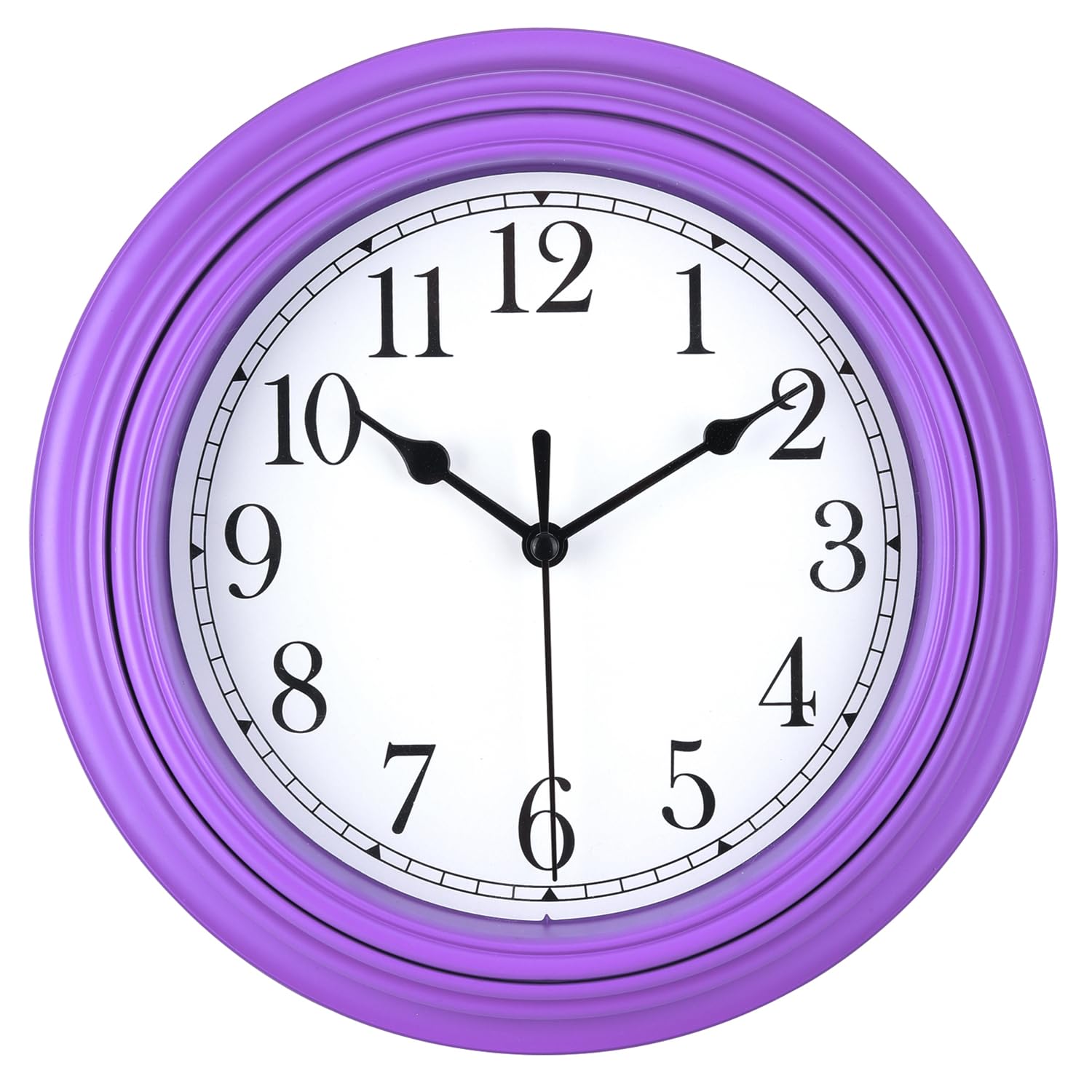 Topkey Silent Wall Clock Kitchen 9 Inch Retro Non-ticking Decorative Bedroom Office Wall Clock - Dark Violet