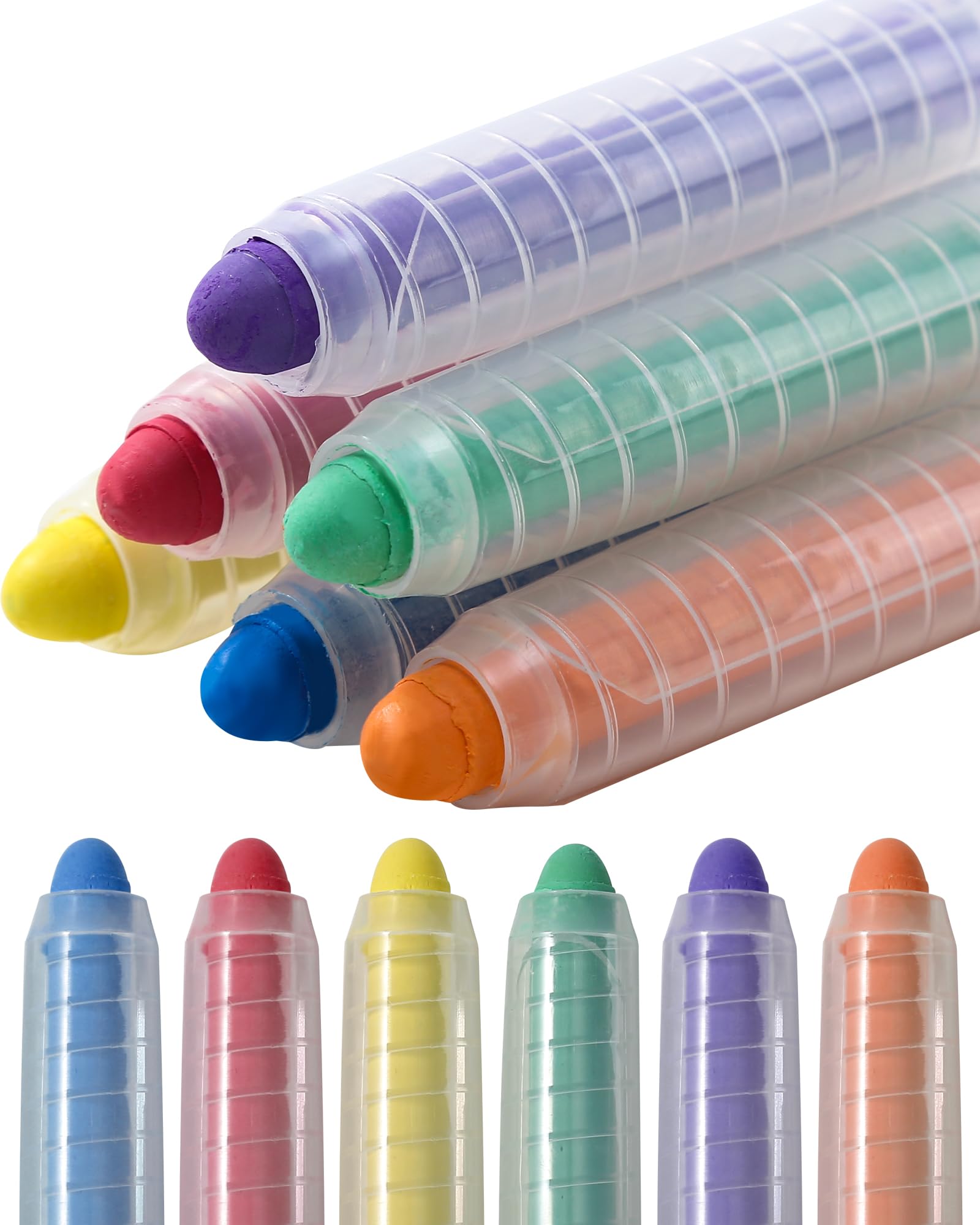 Photo 1 of NewFamily Try-It Chalk Set – 6 Dustless Washable Chalks with Holder for Kids, Safe for Sidewalk, Blackboard, Art Play