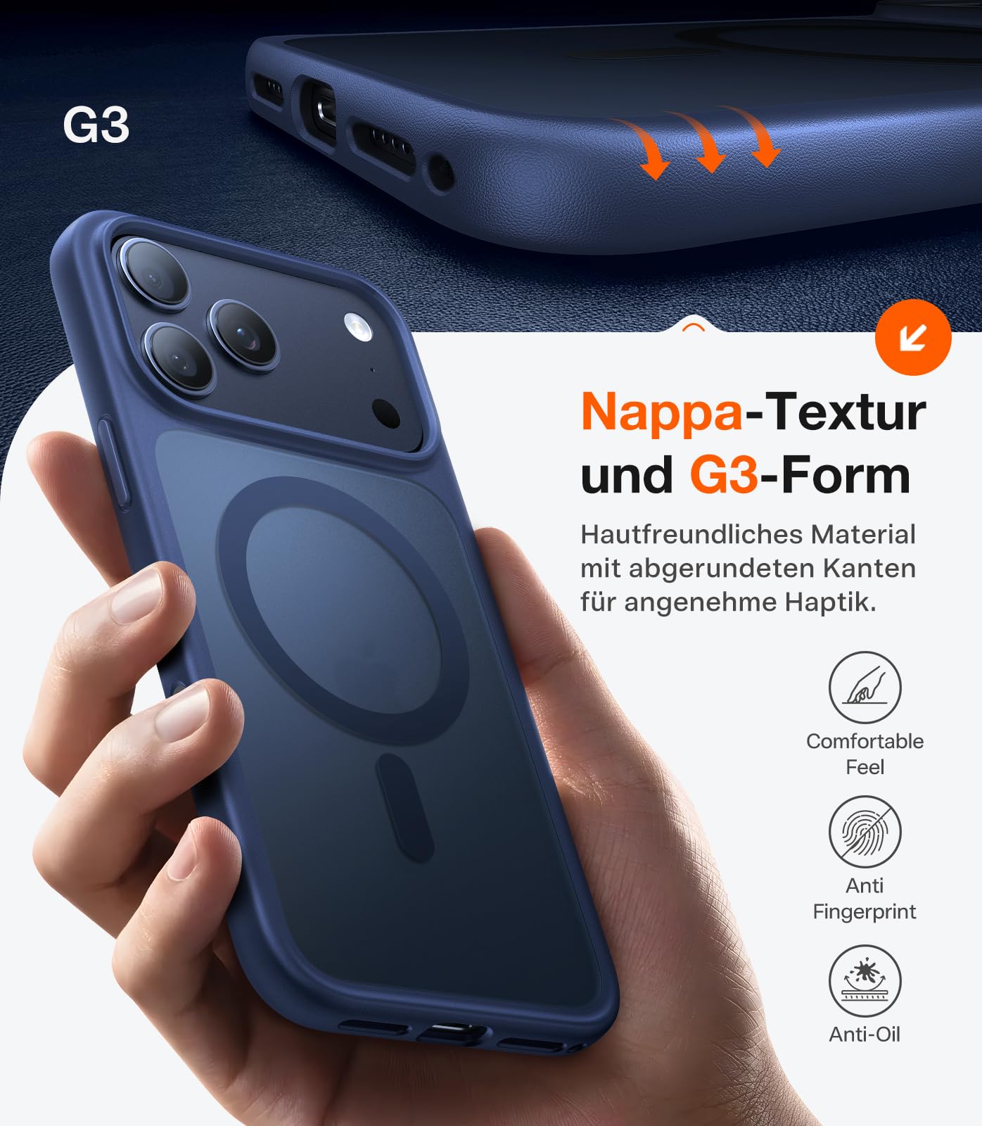 TORRAS Guardian-Mag für iPhone 17 Pro Hülle für MagSafe (Zertifizierte Militärschutz und Magnetkraft) Handyhülle iPhone 17 Pro Case Extrem Haltbarkeit Hülle Stoßfest Kratzfest Cover, Matt Blau