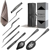 Chef Plating Tools,Professional Culinary Plating Tool Set,Chef Garnish Tools Kit,Fish Tweezers,Pastry Spatula,Cake Decorating Tweezers for Molecular Gastronomy (Black)