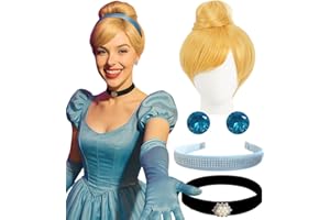 Swooflia Blonde Bun Wig for Women & Cosplay Accessories - Convenient Set Includes Adjustable Wig Cap, Necklace, Headband, Cosplay Wig for Halloween, Costume, Party and Daily Use (Wig-15)