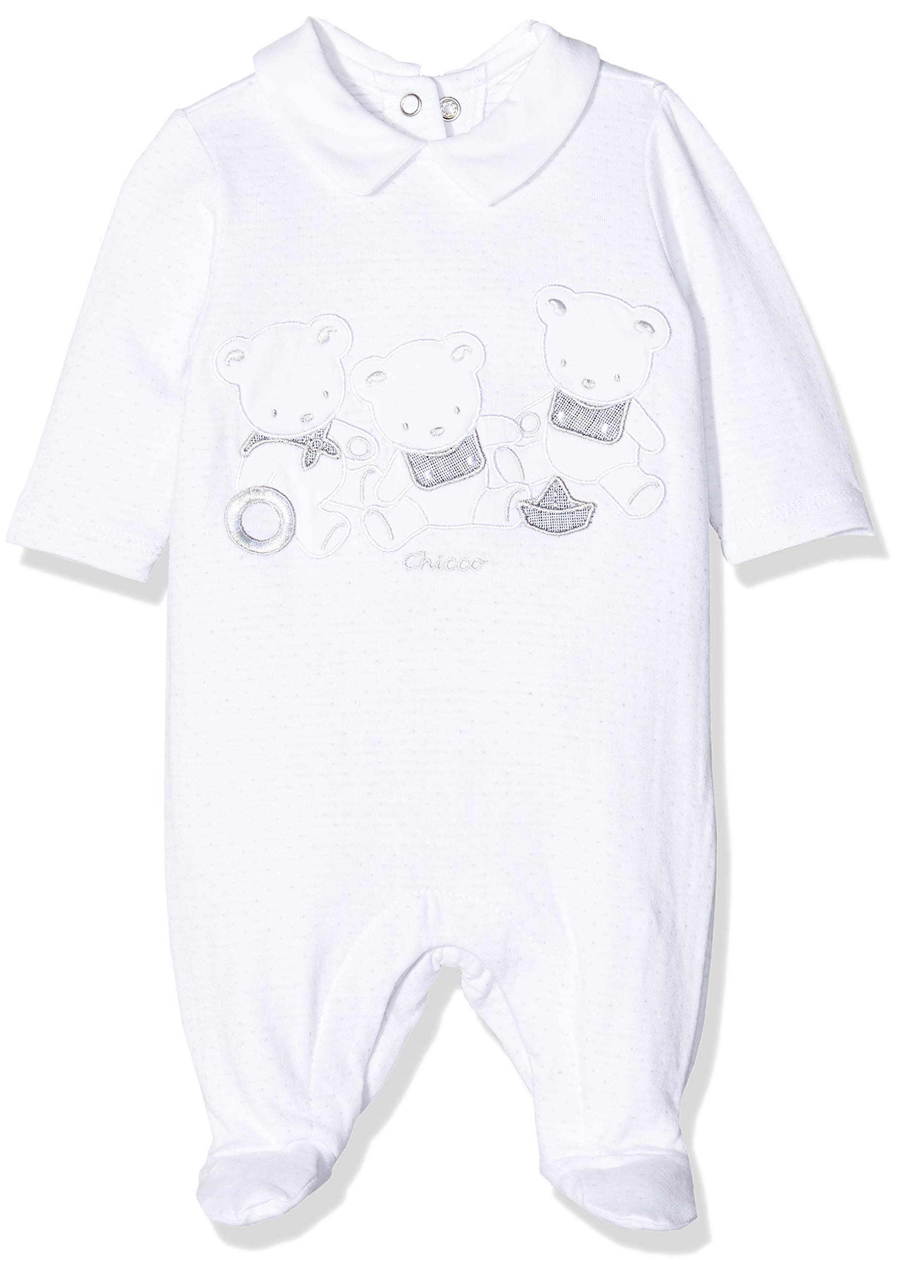 chicco Baby Tutina Unisex Con Apertura Entrogamba Playsuit, White (Bianco 033), 24 (Size: 056)