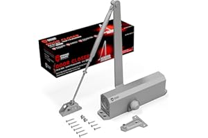 PrimeWare DC-600 Automatic Adjustable Door Closers for Home | Soft Close, No Slam | Residential and Commercial Door Closer | Level 1-6 | for Doors Weighing 30-300 lbs | Hydraulic Door Spring - Nickel