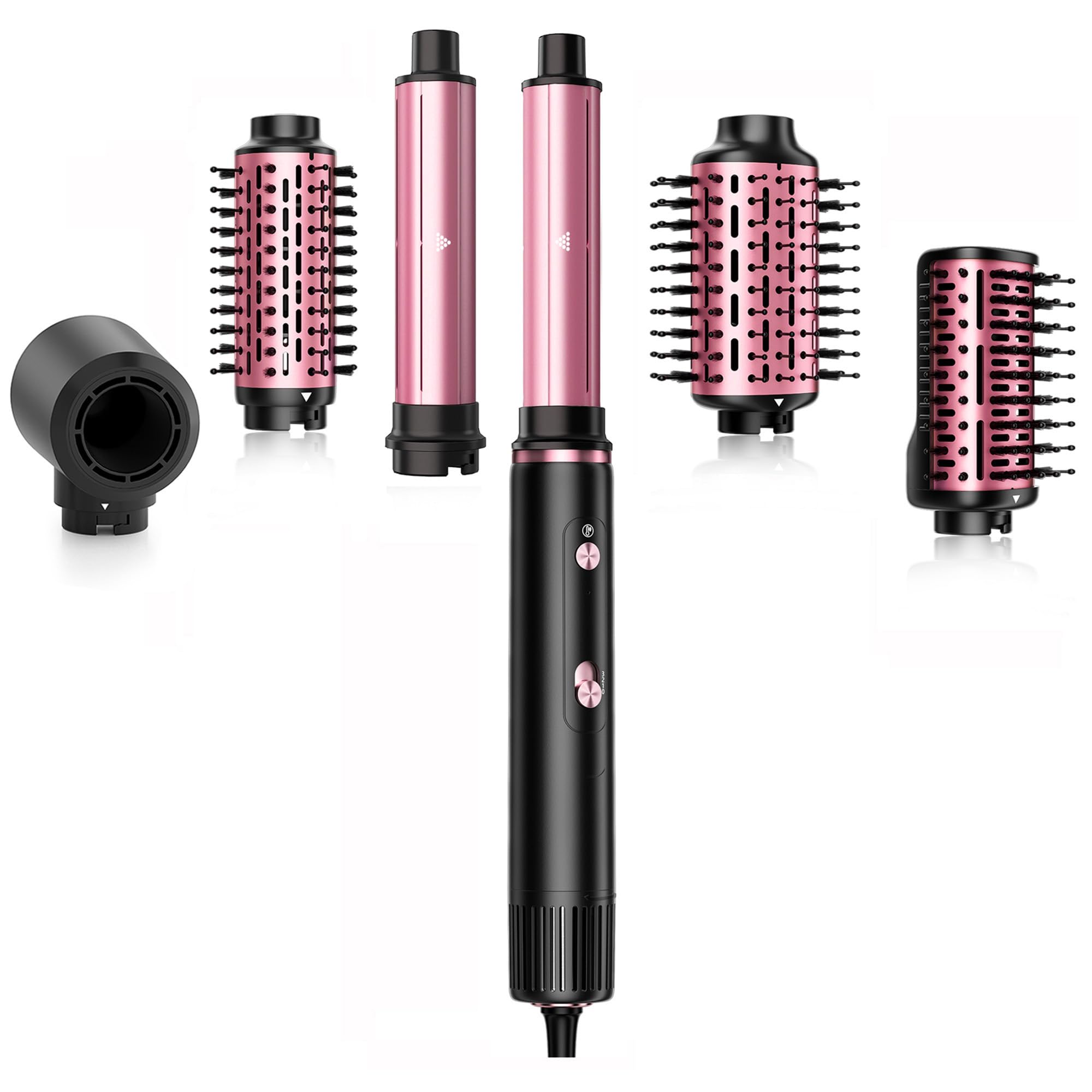 Photo 1 of SKIMI 110,000 RPM Brushless Motor Hair Dryer Brush - 5 Muti-Styler for Fast Drying, Curling, Volumizing & Straightening | High-Speed Hot Air Brush for All Hair Types (Black & Blush Red)