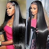 32Inch 13x6 Straight Lace Front Wigs Human Hair Can Last 12 Months 230 Density,300Grams Virgin Real Human Wig 13x6 HD Lace Front Wigs Human Hair Pre Plucked Tangle-Free Natural Black for Women