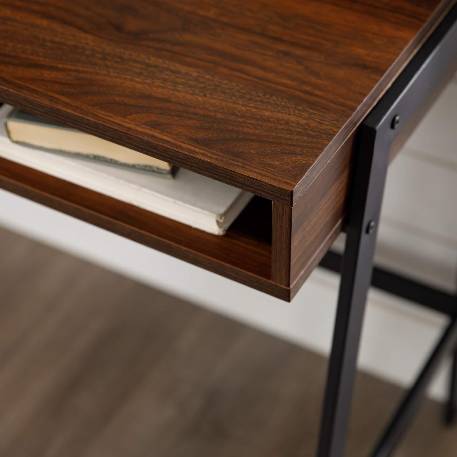 Walker Edison Furniture Company Industrial Mesh Wood Laptop Computer Writing Desk Home Office Workstation Small, 42 Inch, Dark Walnut: Furniture & Decor
