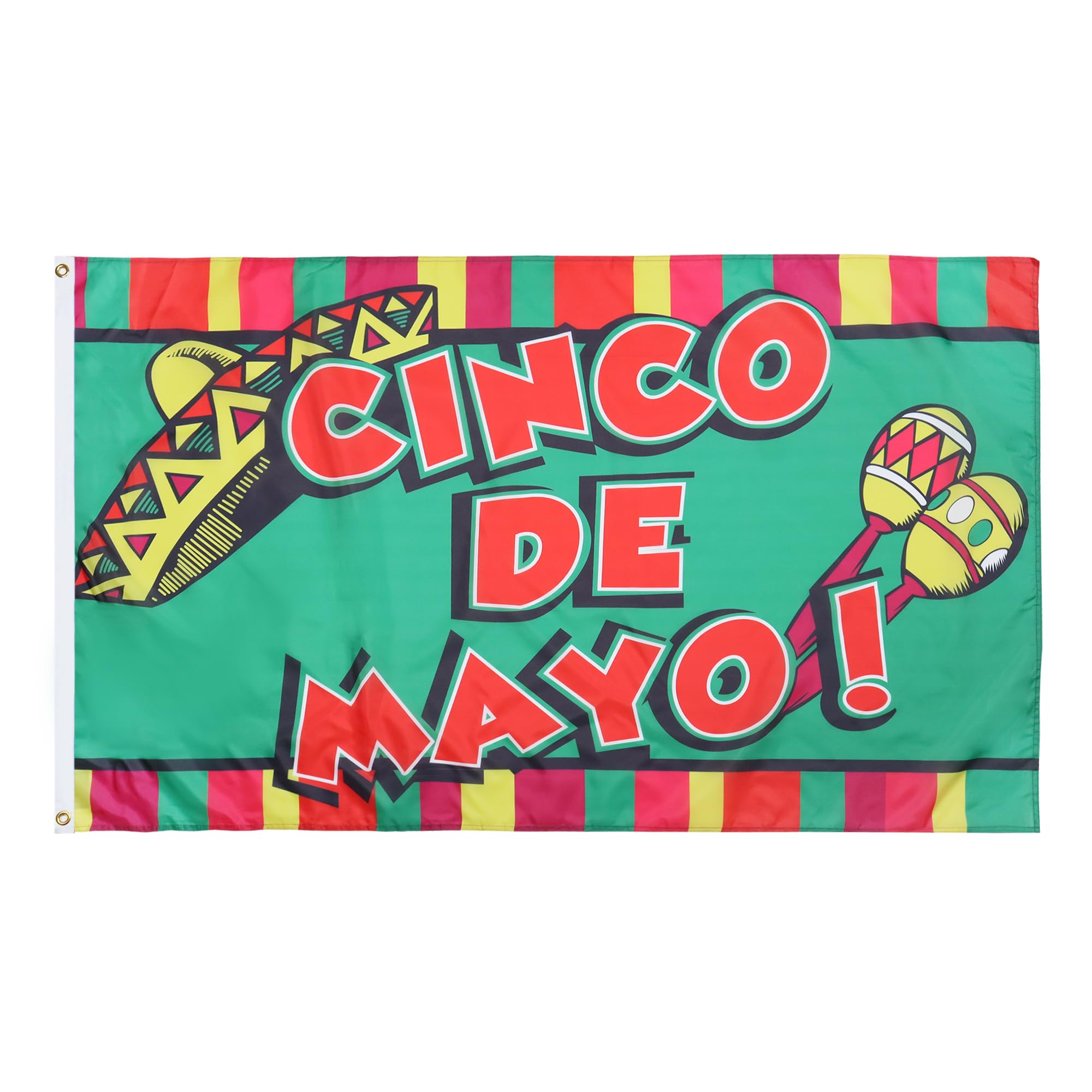 AZ FLAG - Cinco De Mayo Flag - 3x5 Ft - 100D Polyester Mexican May 5 Banner with Two Metal Grommets - Fade Resistant - Vivid Colors - 3' x 5' Feet - 150x90 Cm