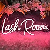 Lash Room Neon Sign For Spa Beauty Room Nail Brows Lashed Salon Studio LED Wall Art Decor For Business Stores Logo Barber Shops Led Word Indoor Custom Neon Lights 5V USB Powered Peach Pink 40×14.55cm