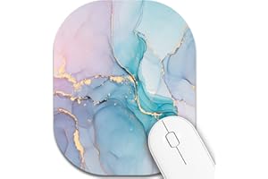 CJYRHFY Small Mouse Pad，Mini Mouse Pad 6 x 7 Inch，for Laptop Keyboard Tray Wireless Mouse Home Office Travel，with Non-Slip Rubber Base, Waterproof Mouse Mat，Cyan Blue Marble