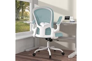 SILYBON Ergonomic Office Chair, Comfort Swivel Home Office Task Chair, Breathable Mesh Desk Chair, Lumbar Support Computer Chair with Flip-up Arms and Adjustable Height