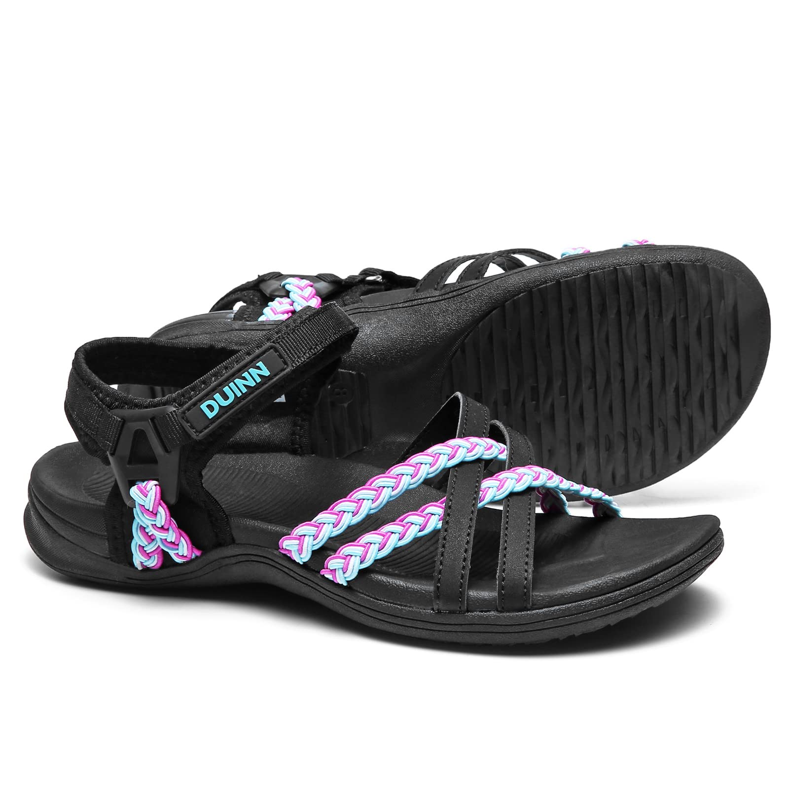 Photo 1 of ***(HEAVILY USED/ MINOR DAMAGE)***UBFEN Womens Hiking Comfort Sport Sandals Beach Vacation Camping Casual Sport Sandals with Adjustable Straps and Arch Support Size US 11 Black Pink