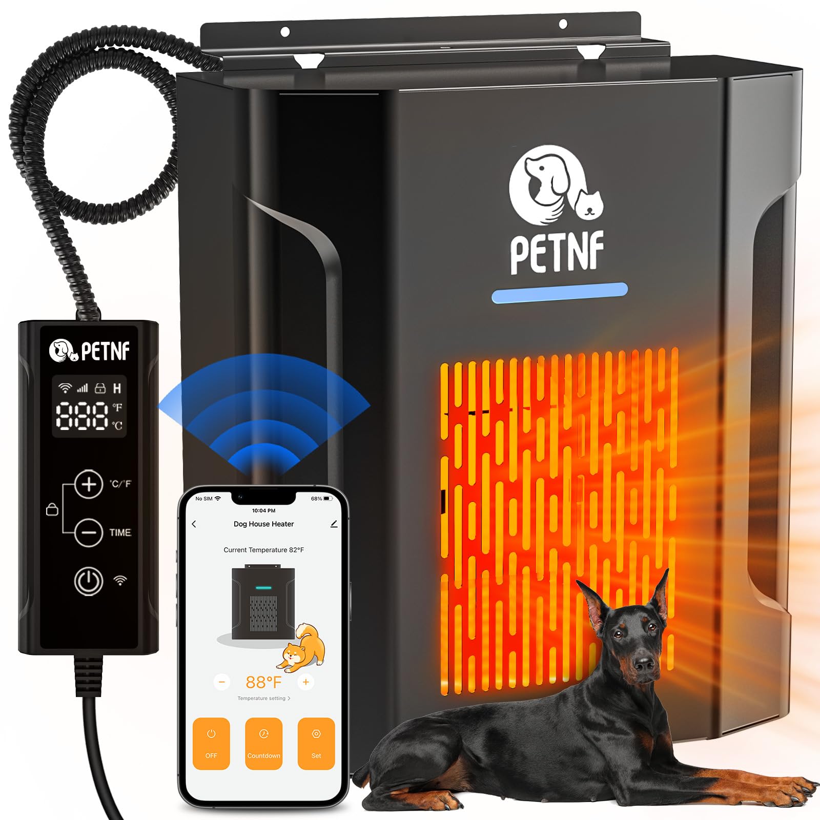 Photo 1 of Dog House Heater with Thermostat & App Remote Control, 300W Safe Heater for Dog Houses Outdoor with Adjustable Temp &Timer& 6FT Anti Chew Cord, Outdoor Pet Heater for Most Dog House, Easy to Install