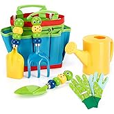 FITNATE Green Kids Garden Tools Set, 6 PCS, Including Watering Can, Shovel, Rake, Fork, Children Gardening Gloves and Garden 