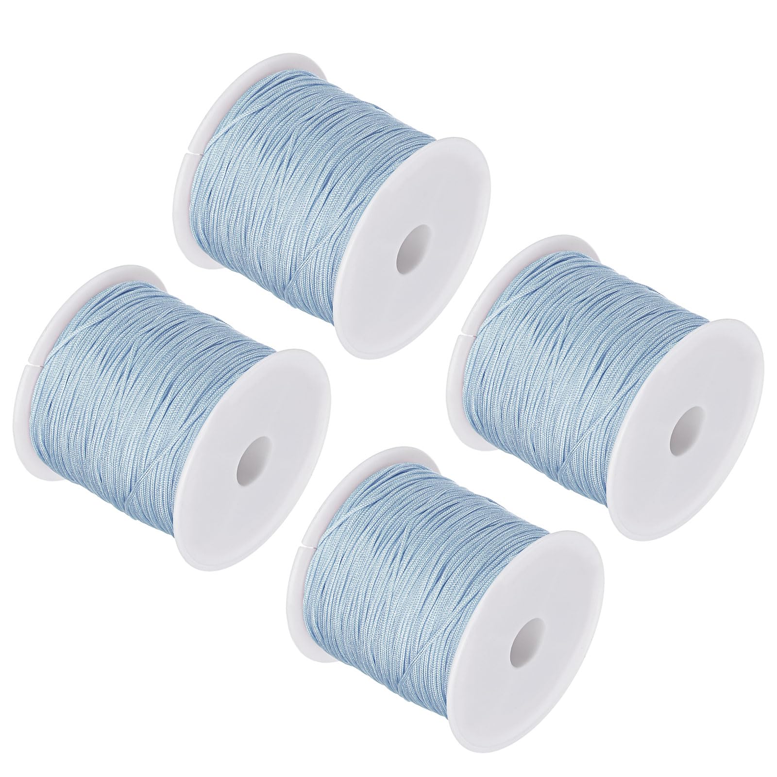 CoCud Nylon Knotting Cord, 0.8mm Dia 50 Yards 45m Length, Nylon Soft Smooth Beading Thread Haze Blue - (Applications: for DIY Craft Red), 4-Pieces