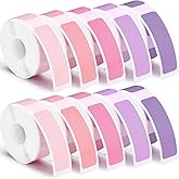 Gersoniel 1600 Pcs Label Tapes Compatible with D30 Label Printer Laminated Labeling Stickers Thermal Labels for Home Office, Purple, Pink 12 x 40 mm