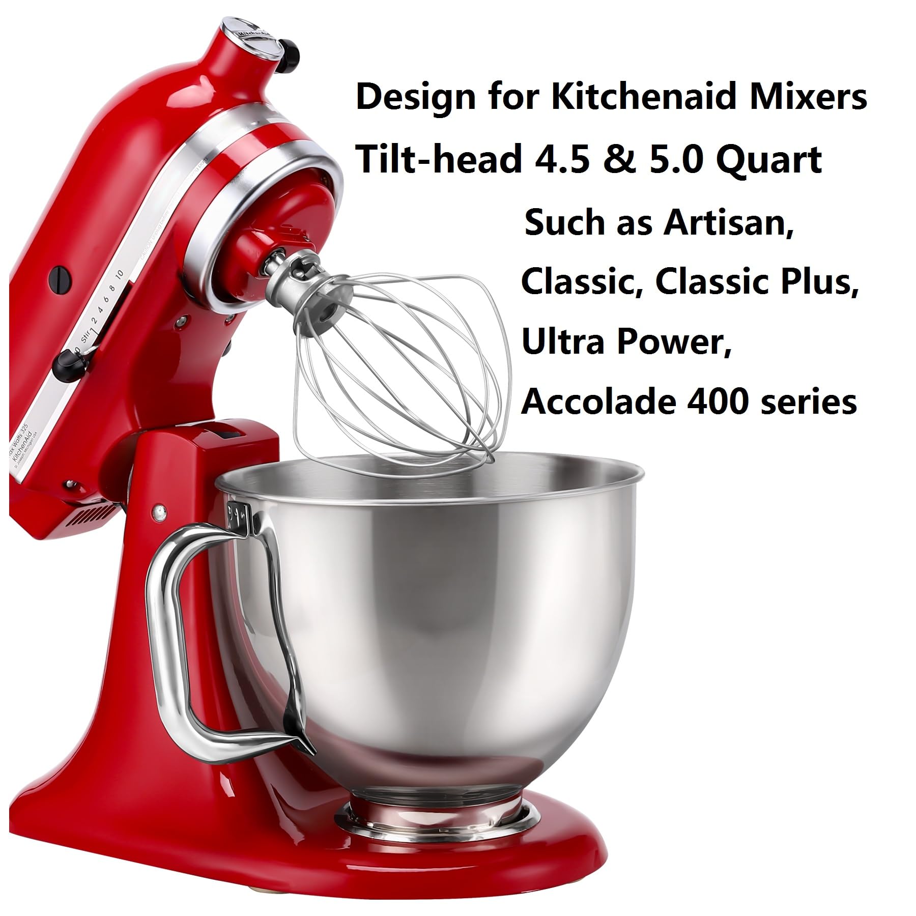 FavorKit Stainless Steel Bowl for KitchenAid 4.5 & 5.0 Quart Tilting Head Stand Mixer, Dishwasher Safe, Extra Mixing Attachment Replacement with KitchenAid Original Bowl