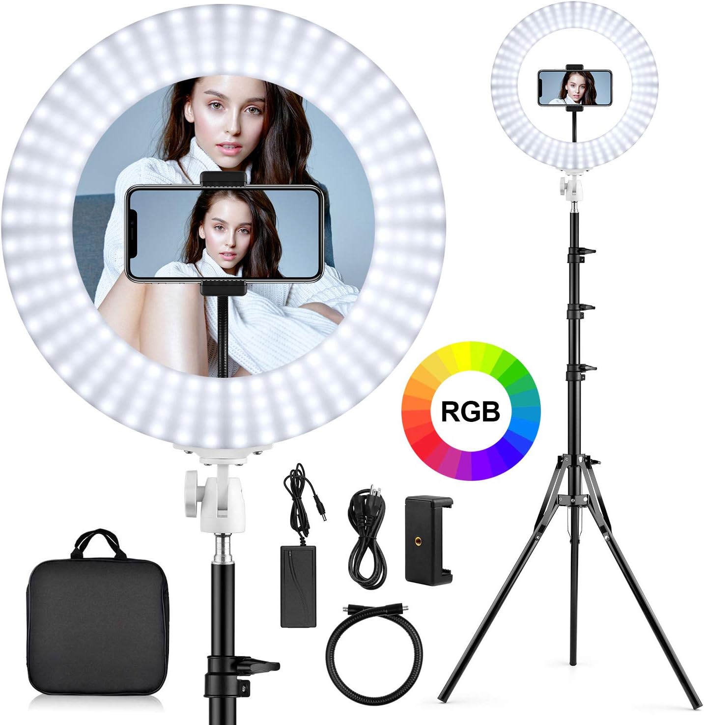 14" Ring Light Kits with Tripod Stand and Phone Holder OldShark Selfie Light 3200K-6500K Softlight for Makeup, Live Stream Dimmable LED Camera Ringight for YouTube Video Photography