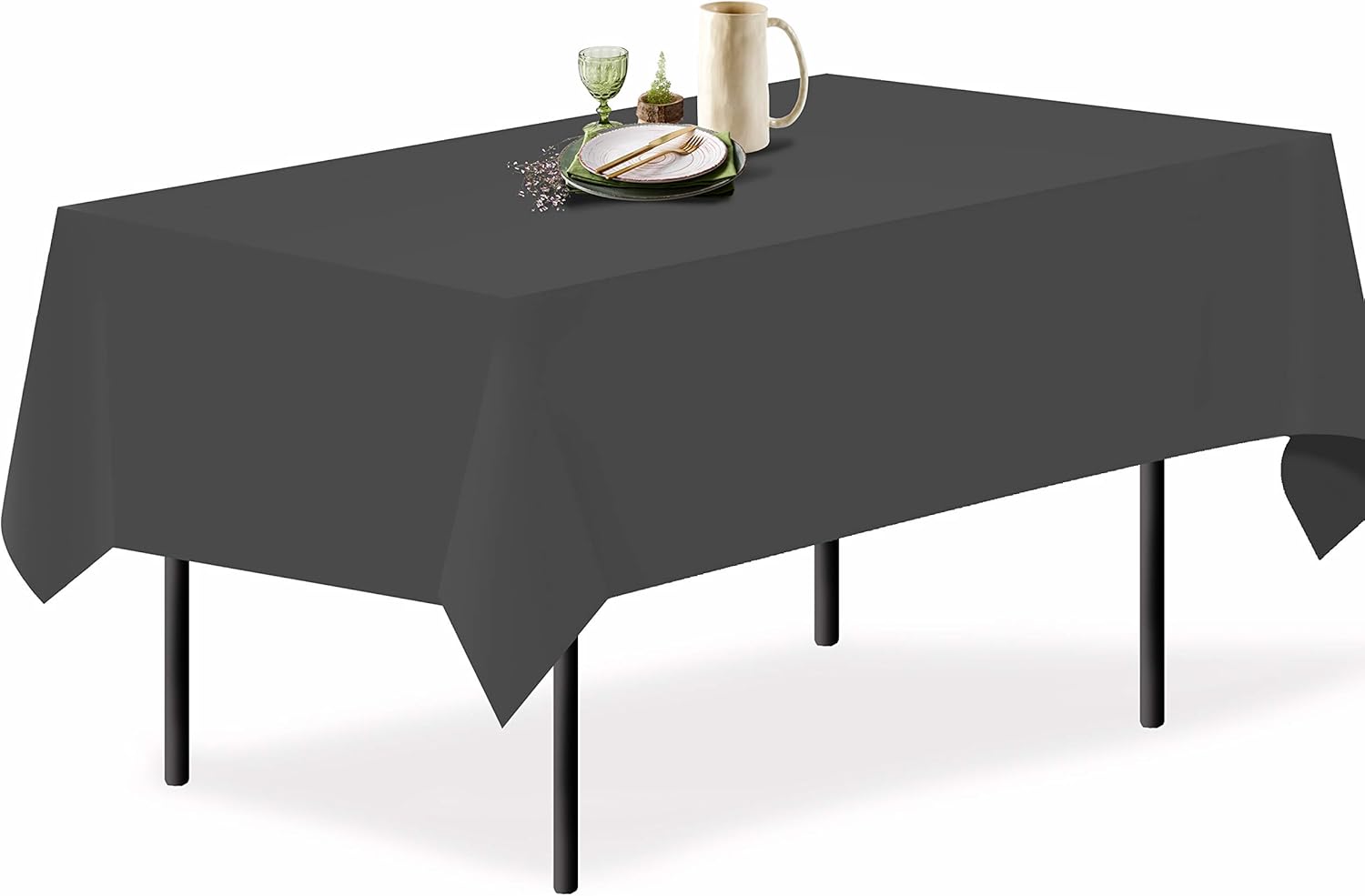 Grandipity Black 1 Pack Premium Polyester Rectangle Tablecloth 60" x 102" Inch Rectangular (Linen Alternative) Fabric Table Cloth for 6 Foot Table Washable Polyester - Wrinkle and Stain Resistant: Home & Kitchen