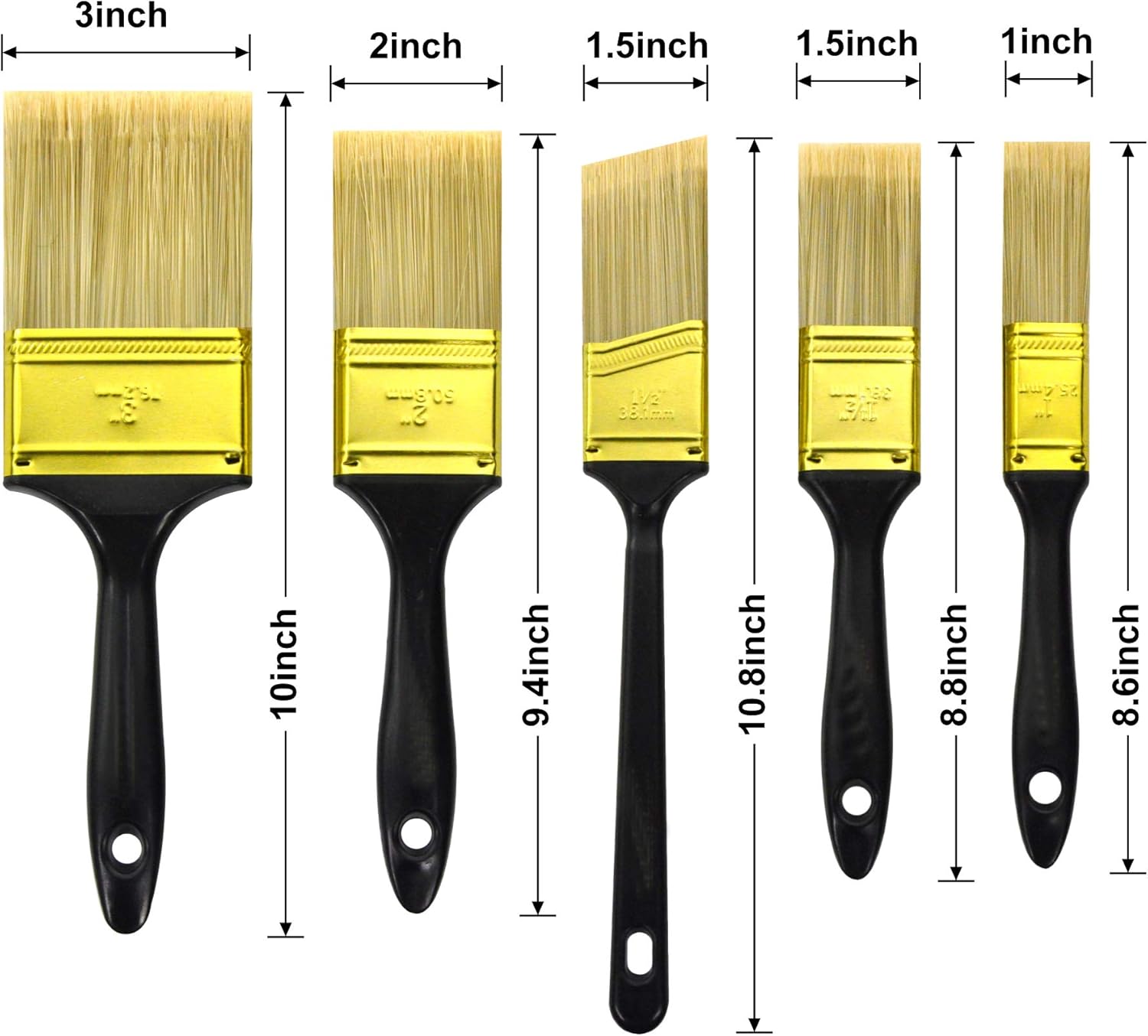Great Andrew Paint Brushes, 30 PCS Great Value Multi use(3" 2" 1.5" 1" Flat &1.5" Angled) Paint Brush Pack - Image 3