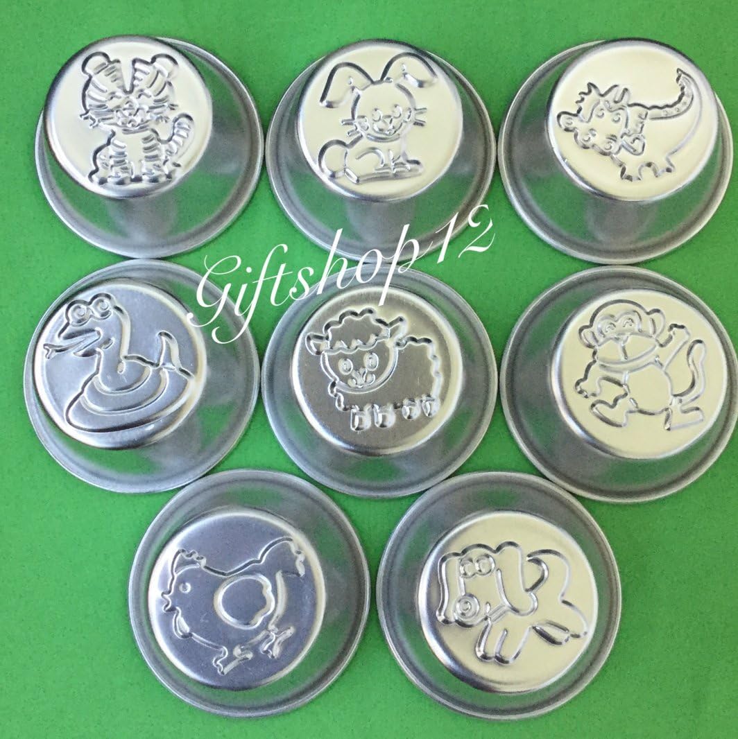 Giftshop12 Animal Shaped Aluminum Cup Cake Muffin Pudding Pan Mold Mould Baking Set of 8 Pieces By Giftshop12