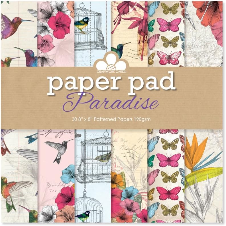 Craftwork Cards 8x8 Patterned Paper Pad-Paradise, cardstock, Orange, 22 x 21 x 1.3 cm