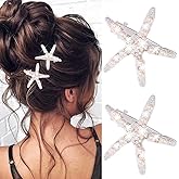 BARTOSI Starfish Hair Clip Pearl Mermaid Hair Clips Seashell Hair Accessories for Women and Girls (Pack of 2)