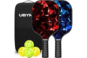 UBYMET Pickleball Paddles USAPA Approved, Carbon Fiber Surface (CHS) Pickleball Paddles Set of 2, Professional Pickleball Racket, Cushion Grip, Honeycomb Core, 4 Balls & 1 Carry Bag, All Ages' Gift