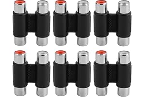 6pcs RCA Female to Female Coupler, Dual RCA Adapter Cable Extension Connector Dual Coupler for Amplifier Mixer Subwoofer Audi