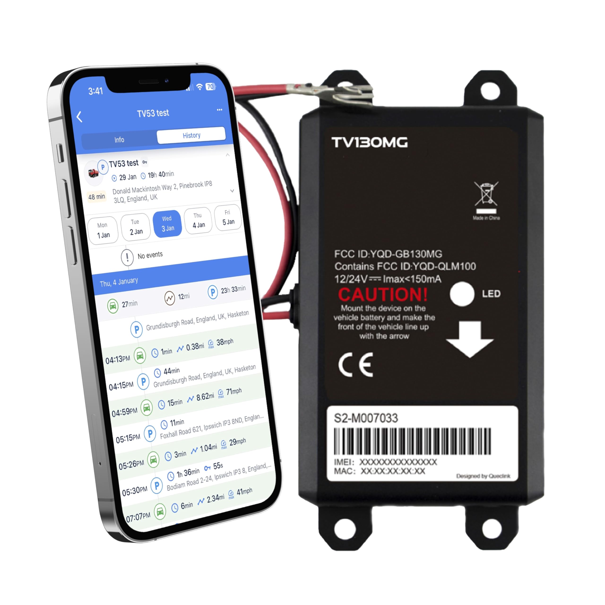 Truview TV130 2G/4G GPS Tracker with Real-Time Global Vehicle Tracking - Battery Top 2-Wire Installation, Mobile App, 24/7 Support - No Contract Required