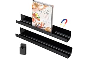 FKTXCO 2 Pcs Acrylic Magnetic Book Holder for Whiteboard, Magnetic Book Shelf with a Pen Container, Reusable Book Display Shelf for Kids Teacher Home Classroom Office, Black