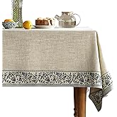 ISAENNE Designer Vintage Linen Elegant Small Square Tablecloth,Chinoiserie Floral Indoor Table Cloth,Wrinkle Resistant Decor Table Cover for Dining Thanksgiving Kitchen,55"*55"-Segerman B