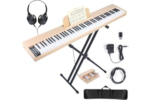 KDFDFSA 88 Key Digital Piano Keyboard,88 Key Full Size Weighted Hammer Action Electric Keyboard Piano with 200 Rhythms,200 Tones, Piano Keyboard with Stand, TriplePedal,Headphone, Carrying Bag