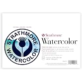 Strathmore 500 Series Watercolor Paper Pad, Heavyweight Cold Press Surface, Foldover Binding, 10 Sheets, 7x10 inch, White