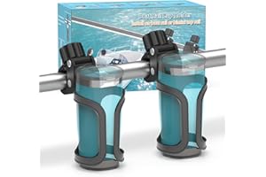 SEAPERK Boat Rail Cup Holder - Fits Bimini Top Rail/Grab Bar/Pontoon - 360° Rotating Elastic Grip - Tool-Free Install - Holds 20-40oz Cups for Jet Ski/PWC/Pontoon, Boat Accessories For Boat Parties, Pack Of 2