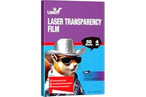 Uinkit 11x17 Laser Transparency Film OHP 50 Pack Acetate Sheets Clear Overhead Projector LaserJet Film for Color Laser Jet Pr