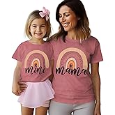 GLIGLITTR Mommy and Me Matching Outfit Mothers Day Rainbow Mama Mini Shirts Cute Mom Daughter Family Matching Set Gifts Tees