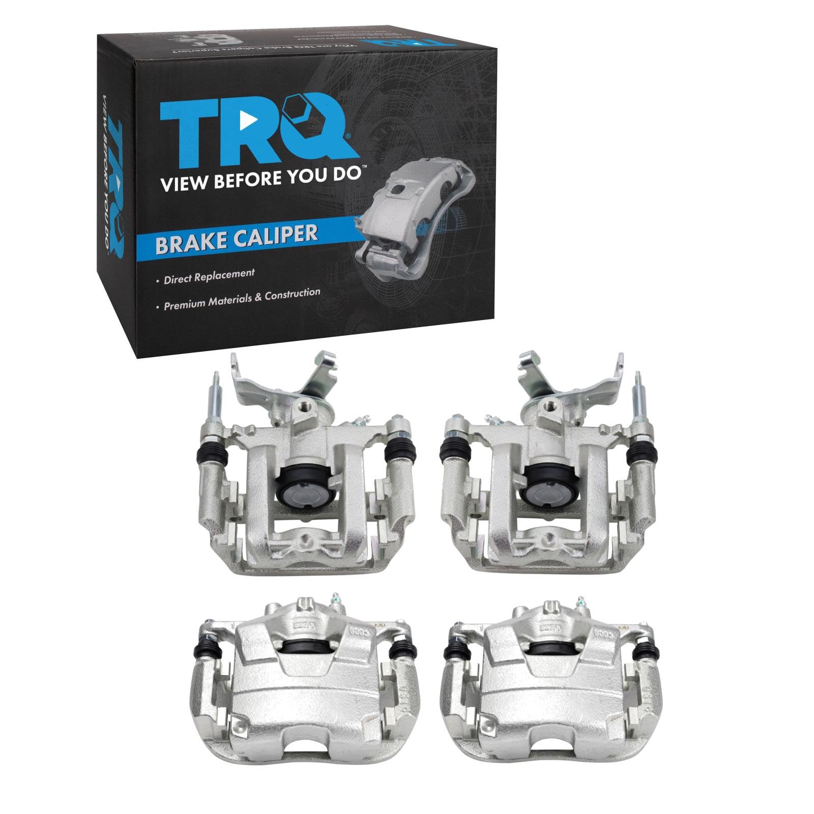 TRQ Front and Rear Brake Caliper Set Zinc Coated Brackets Hardware Compatible with 2012-2017 Buick Verano