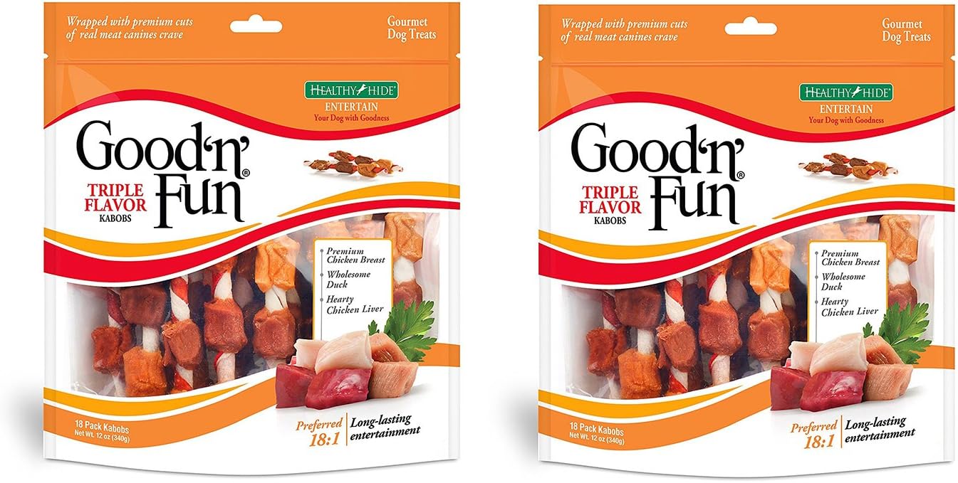 Healthy Hide Good n Fun LcslB Triple Flavor Kabobs, 12 oz (2 Pack)