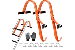 ACNOYEL Roof Ladder Hooks with Gloves, Heavy Duty Steel Ladder Stabilizer for Roof Ridge Extension, Rubber Grip T-Bar for Damage Prevention with Wheel, Tie-Wraps - 2 Pcs