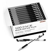 Shuttle Art Black Gel Pens, 100 Pack Fine Point Black Ink Pens Bulk, 0.5mm Rollerball Gel Ink Pens Smooth Writing with Comfortable Grip for Office, School and Home