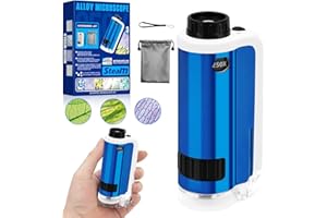 Pocket Microscope for Kids, SETFLAGS Kids Microscope, STEM & Science Toys, 100x-250x Zoom Portable Handheld Alloy Miniscope, Little Scientist Science Kit, Gifts for Ages 6+