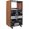 Sound Town DIY 20U Studio Rack with Furniture Grade Walnut Laminate, Rubber Feet, Casters (SDRK-20WN)