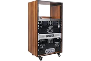 Sound Town DIY 20U Studio Rack with Furniture Grade Walnut Laminate, Rubber Feet, Casters (SDRK-20WN)