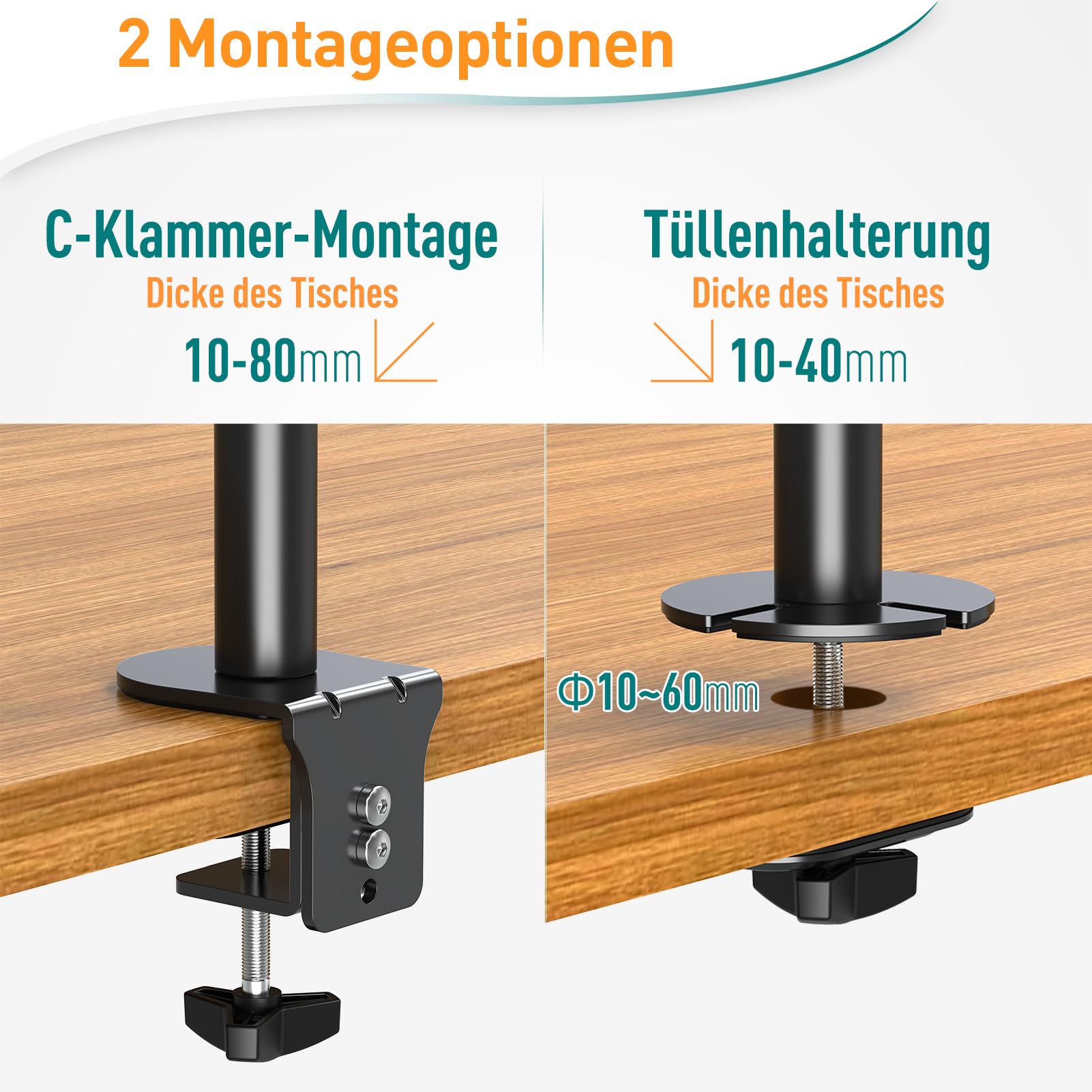 ELIVED Vertical Monitor Halterung 2 Monitore, 80cm Stange für 13-32 Zoll Monitore bis zu 8kg, Dualer Monitorständer Stack Bildschirmhalterung, Höhenverstellbar, Schwenkbar, Neigbar, EV4012 4