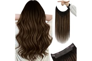 YoungSee Wire Hair Extensions Real Human Hair Dark Brown Secret Wire Human Hair Extensions Balayage Darkest Brown with Medium