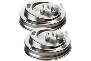 2 Pack Mason Jar Drinking Lids Drip Free Flip Top Stainless Steel Mason Jar Pour Lid for Iced Coffee & Drinks