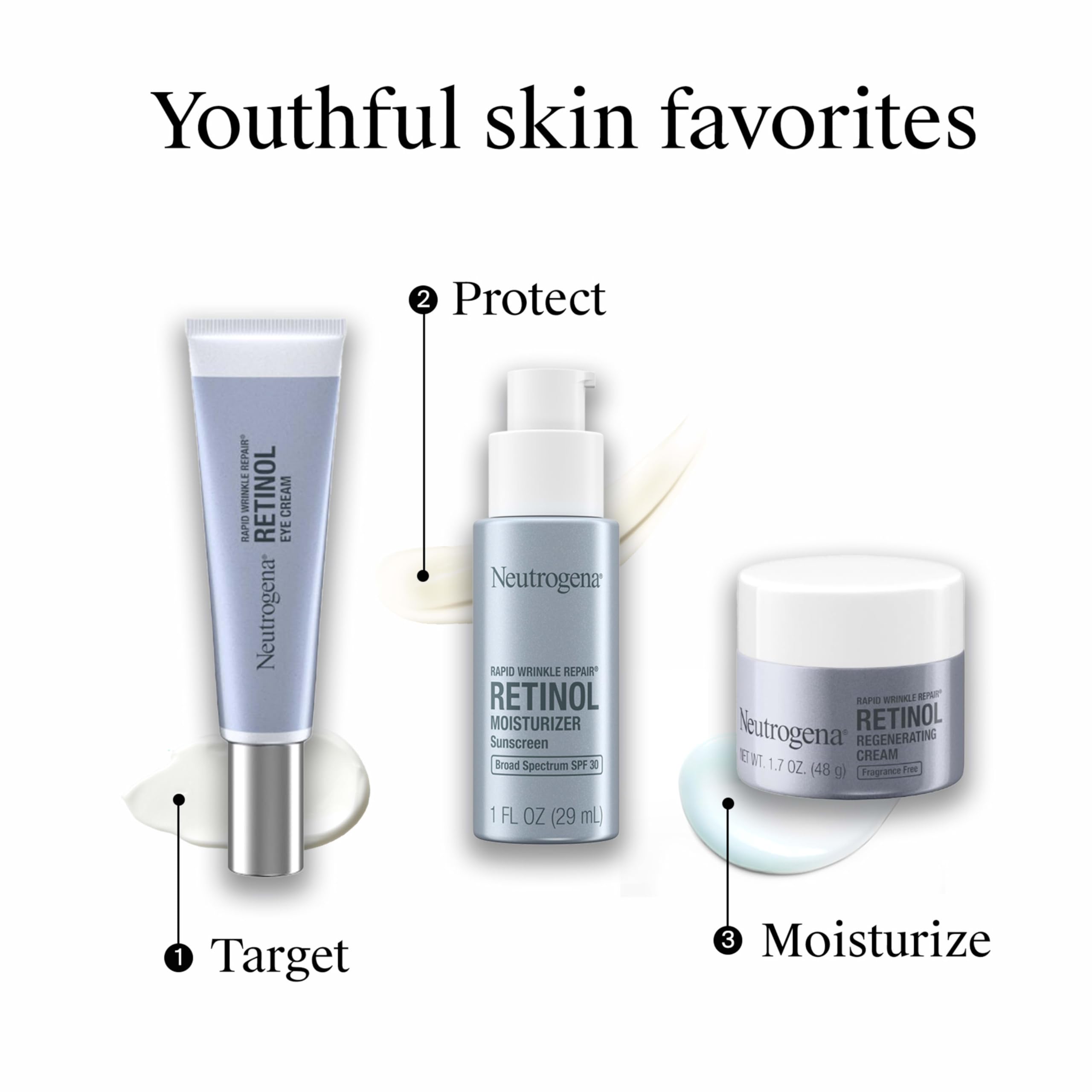 Neutrogena Rapid Wrinkle Repair Retinol Face Moisturizer with SPF 30 Sunscreen, Daily Anti-Aging Face Cream with Retinol & Hyaluronic Acid to Fight Fine Lines, Wrinkles, & Dark Spots, 1 fl. oz